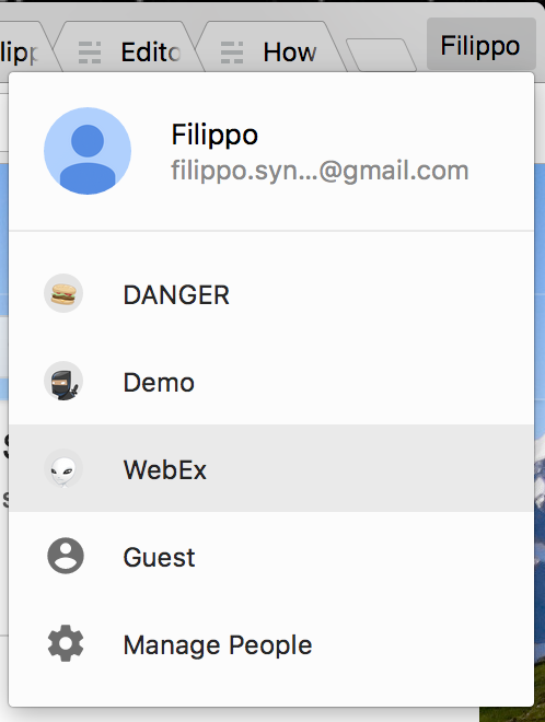 WebEx menu