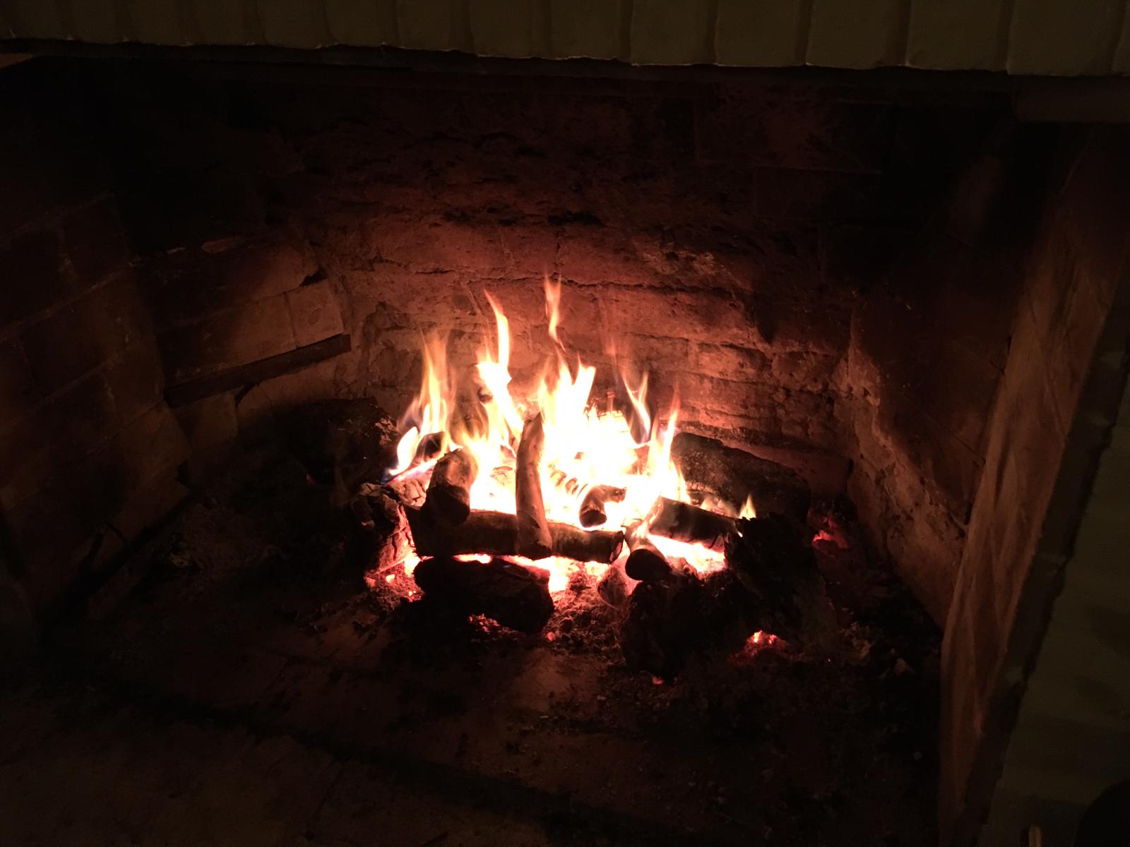 a lit fireplace, because this shall end in flames